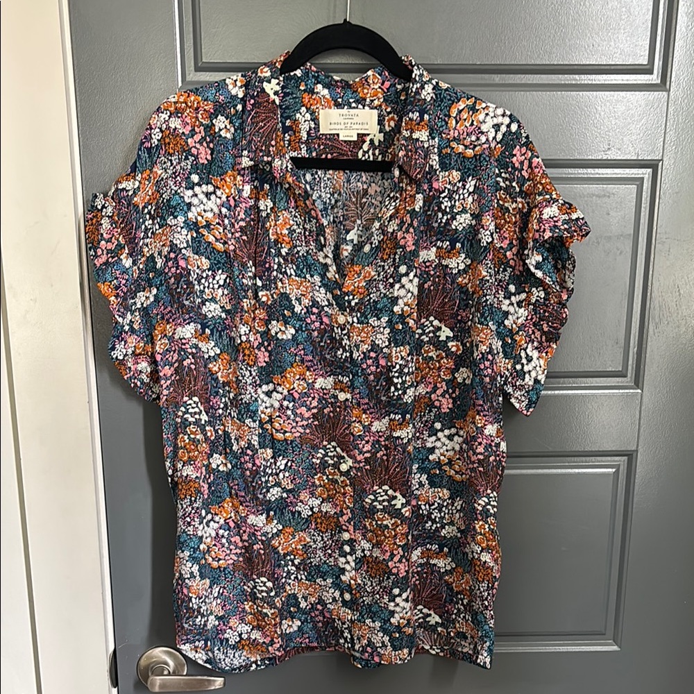 Trovata Floral Ruffled Blouse
